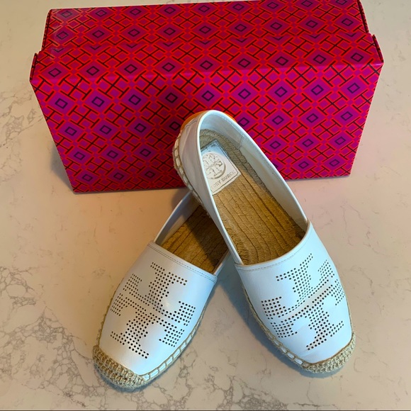 Tory Burch Perforated Leather Espadrilles.